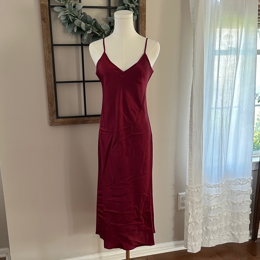Quince Burgundy Silk Slip Dress